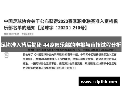 足协准入背后揭秘 44家俱乐部的申报与审核过程分析